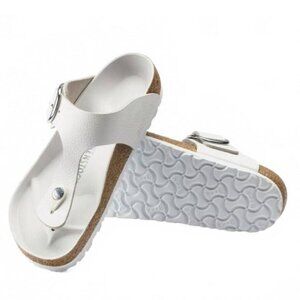 Birkenstock $165 Gizeh Big Buckle - White Leather EU Size 39 Regular Fit NIB!